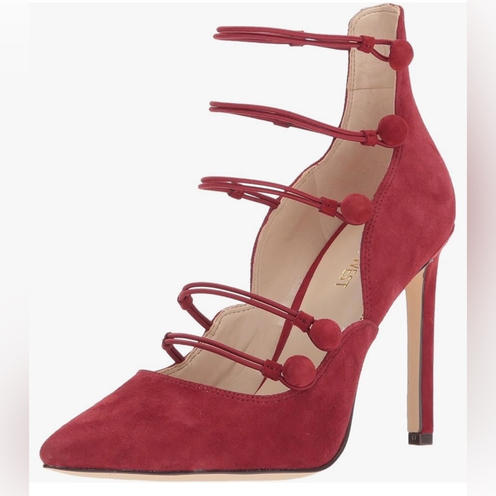 NWOT -NINE WEST Redish Burgundy ‘Tennyson’ Suede Women's Stiletto Heel Size 10